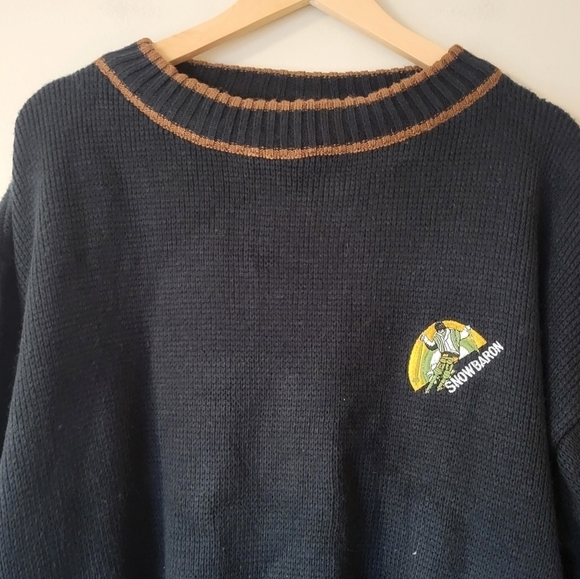 Vintage Knit Boyfriend Stiped Sweater Apres Ski Grunge Snowboarding Size Large - Picture 3 of 9